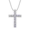 Gargantilla Oro Blanco 14k, Cruz con Diamantes