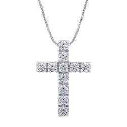 Gargantilla Oro Blanco 14k, Cruz con Diamantes